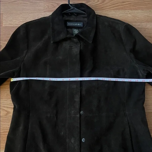 Vintage Banana Republic Women Large Brown Genuine Suede Leather Coat Jacket - Picture 9 of 16